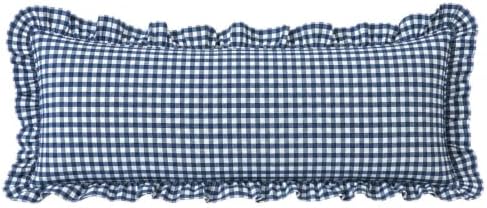 Gingham Lumbar Pillow Cover 36x14, Ruffle Trim, 1 Pack by Jilboo