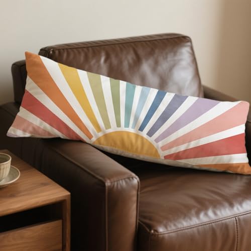 Boho Colorful Sun Sunshine 20x54 Body Pillow Cover, Boho Room Decor, Mid - Image 7