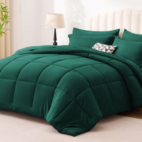 Love's cabin Plaid California King Comforter Set, Dark Green - Image 2