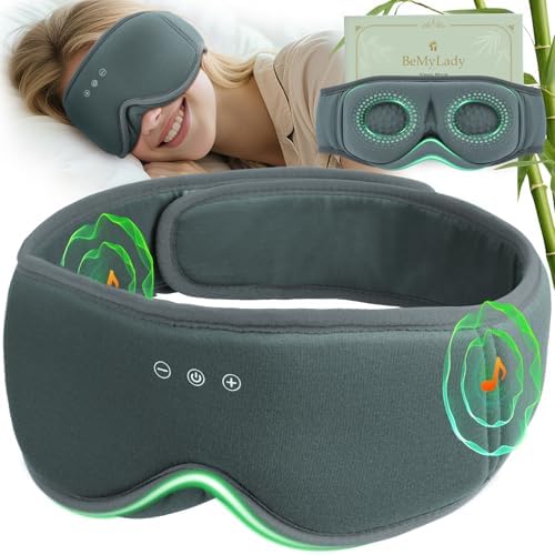 Bamboo Cotton Sleep Mask with Bluetooth Headphones, 100% Blackout by BeMyLady