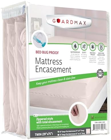 Guardmax Twin Mattress Protector Zippered, Bed Bug Mattress Cover by Guardmax