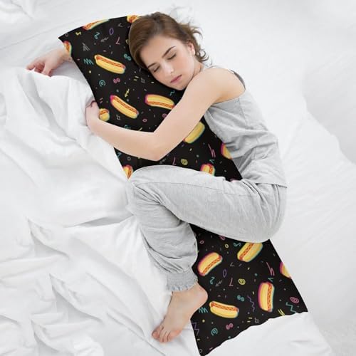 Hotdog Body Pillow Pillowcase Colorful Hot Dog Long Body Pillow Cover - Image 7