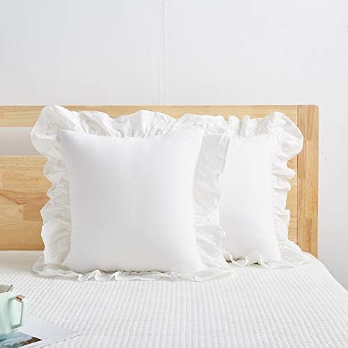 Mywinlle Off White Ruffle Decorative Throw Pillow Covers 20"x20" - Image 2