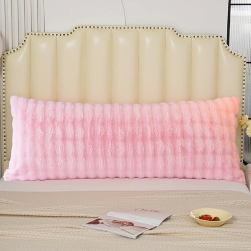 Fluffy Faux Fur Body Pillowcase, Luxury Bubble Waffle Carved Plush Long Size - Image 2