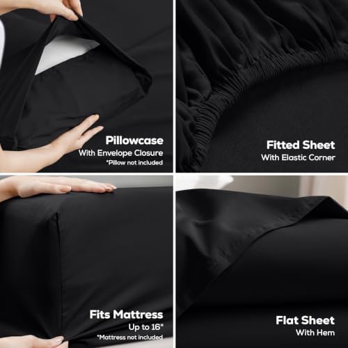King Sheets Set, 4 Pieces 16" Deep Pocket Hotel Luxury Bed Sheets - Image 3