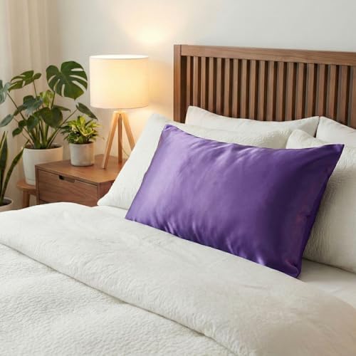 2 Pack Satin Pillowcases Purple Standard Size 20x26 Inch - Image 4