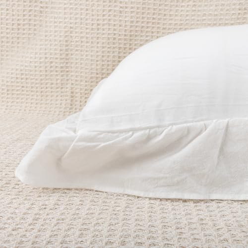 JoraLion Ruffled Throw Pillow Cover 26x26 Solid White - Image 3