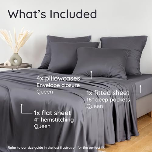 Bambaw 100% Viscose Derived from Bamboo Queen Size Sheet Set - Image 2