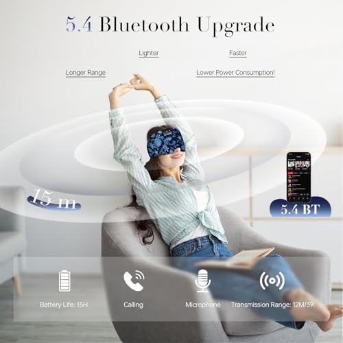 LC-dolida Sleep Mask with Bluetooth Headphones, Extra Large Silk Eye Mask - Image 3