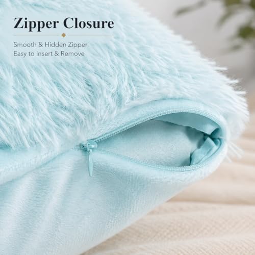 REAFORT Long Hair Faux Fur Euro Sham Cover 26"x26", Hidden Zipper - Image 4