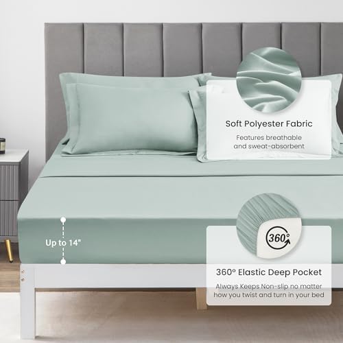 Love's cabin Twin Comforter Set Aqua, 5 Pieces Twin Bed in a Bag - Image 4