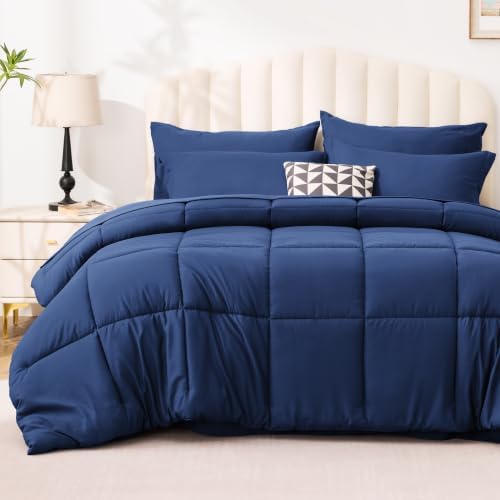 Love's cabin Plaid Twin Comforter Set, Dark Blue by Lovescabin