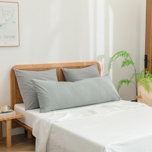 BESTOUCH Washed Cotton Pillowcases Linen Feel Northern Droplet Grey Body - Image 2