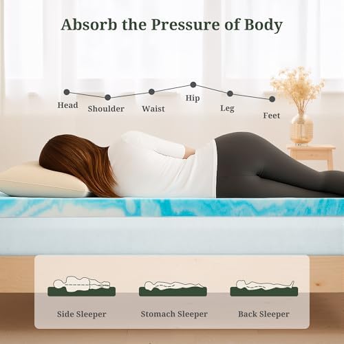 2 Inch Twin Mattress Topper, Ventilated Gel Memory Foam Mattress Bed Pad - Image 3