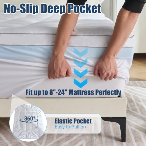 4 lnch Dual Layer Mattress Topper Queen Size, 2 Inch Cooling Gel Memory Foam - Image 5