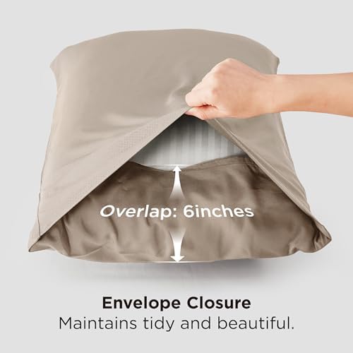 Bedsure Simply Taupe Pillow Cases Queen Set of 2, Rayon Derived from Bamboo - Image 5