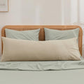 BESTOUCH Washed Cotton Pillowcases Linen Feel Almond Milk Grey Body by BESTOUCH
