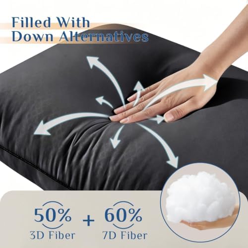JOLLYVOGUE Black Pillows Standard/Full Size Set of 2, Washable Supportive Firm - Image 3