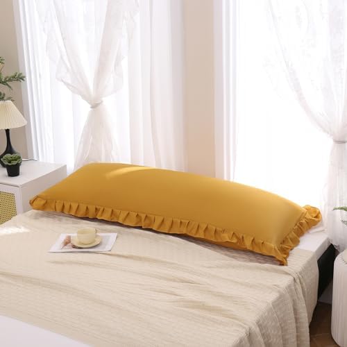 Merryword Mustard Yellow Body Pillow Cover 20x54inches Long Pillowcase Yellow - Image 5