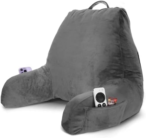 Nestl Reading Pillow for Bed, Back Pillow for Sitting Up in Bed, Dark Grey by Nestl