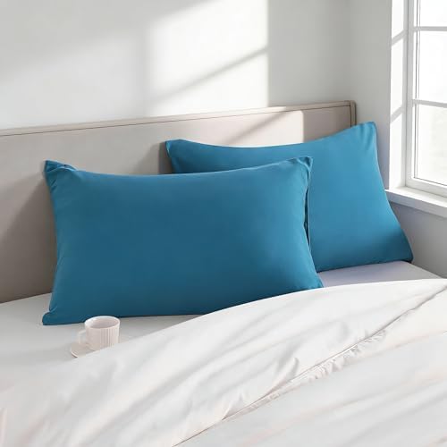 Queen Pillow Cases, 2 Pack, 20x30 in, Microfiber, Slate Blue - Image 2