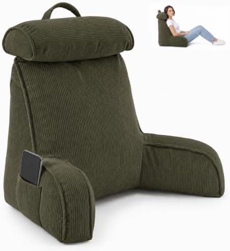 Reading Pillow for Bed with Detachable Neck Roll and Shredded Memory Foam by Unknown