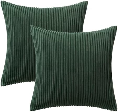 MIULEE Decorative Corduroy Throw Pillow Covers Set of 2 18x18 Army Green - Image 5
