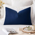 MIULEE 16x24 Inch Lumbar Velvet Throw Pillow Cover Set of 1 Dark Blue by MIULEE