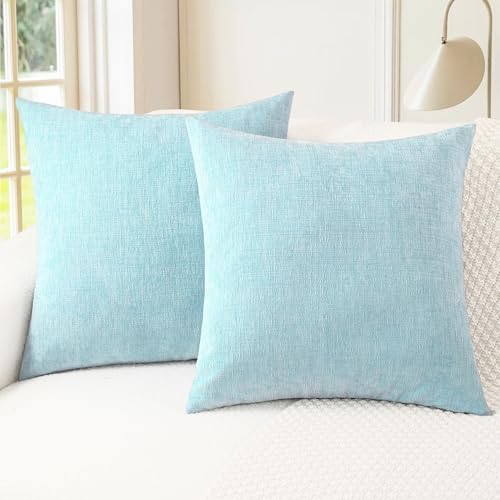 CaliTime Decorative Throw Pillow Covers 22 X 22 Inches Light Blue Grey by CaliTime