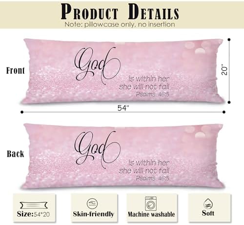 God is Within Her She Will Not Fall Christian 20x54 Body Pillow Cover, - Image 2