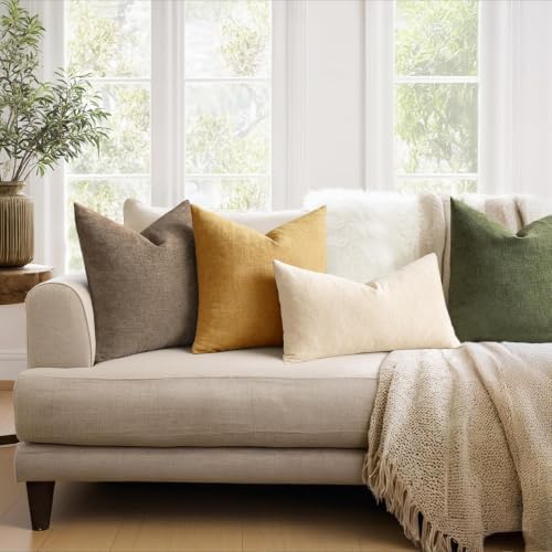 MIULEE Apricot Brown Chenille Couch Throw Pillow Covers - Image 5