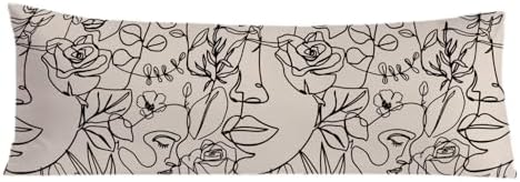 Modern Abstract Women Faces 20x54 Body Pillow Cover, Modern Boho Room Decor by PIUD