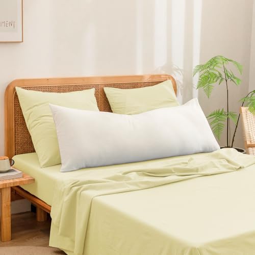 BESTOUCH Washed Cotton Pillowcases Linen Feel Light Yellow Euro - Image 4