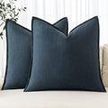MIULEE Decorative Linen Euro Sham Pillow Covers 26x26 Deep Blue by MIULEE