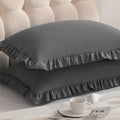 Ruffled Queen Pillow Shams, 2 Pack, 20x30 Inches, Dark Grey by Aerlomi