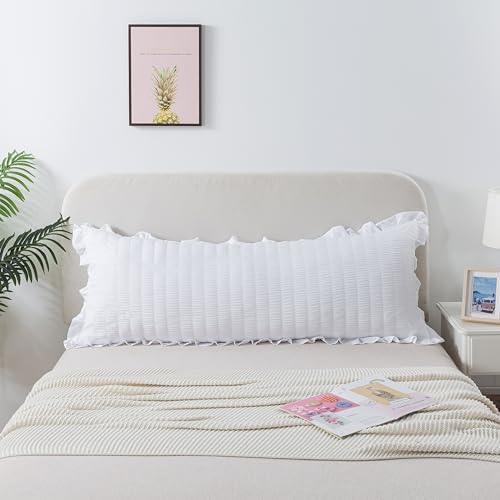 H Household Seersucker Body Pillowcases, 20x54 inches Long Pillowcase Ruffled by HHOUSEHOLD