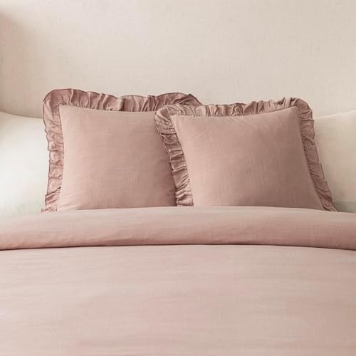 Foindtower Set of 2 Decorative Linen Fringe Ruffle Throw Pillow Covers Soft - Image 5