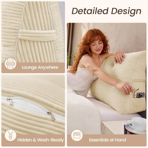 Sasttie Headboard Pillow Full, Bed Wedge Pillow Headboard - Image 6