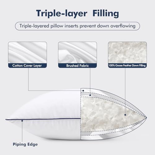 MIULEE Goose Feather Down 18x18 Pillow Insert Set of 2 - Image 4