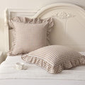 Silnuo 2 Pack Taupe/White Plaid Ruffle Throw Pillow Covers 18"x18" by Silnuo