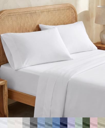 California Design Den 100% Organic Cotton Queen Sheets, Bright White by CaliforniaDesignDen