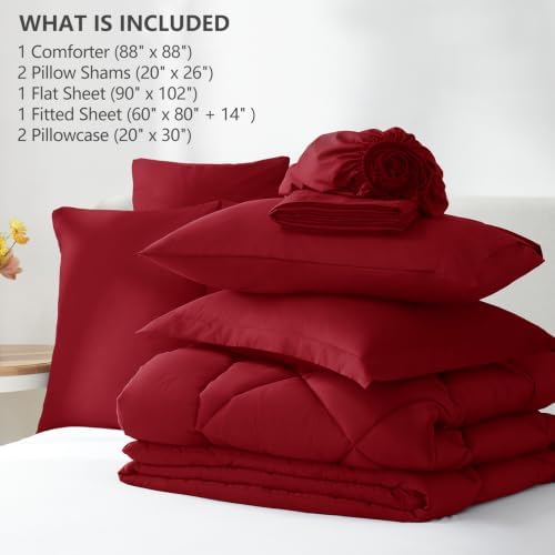 CozyLux Queen Comforter Set 88"x88" Dark Red - Image 6