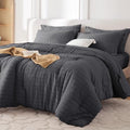 MUXHOMO 7 Pieces Oversized King Comforter Set, Seersucker Bed in a Bag by MUXHOMO