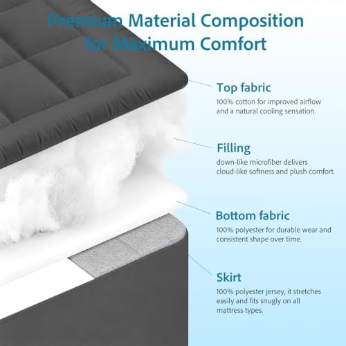 Mattress Topper Full Size, Ultra Soft Cotton Pillow Top Mattress Pad - Image 6