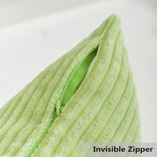 Home Brilliant Green Lumbar Pillow Covers 12x20 Set of 2 Oblong Striped - Image 4