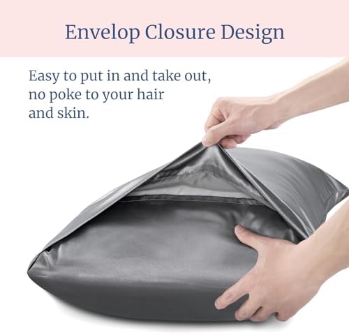 BEDELITE Satin Pillowcases, Small King 20x36 Inch, Dark Grey - Image 5