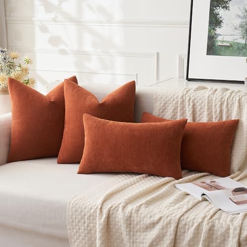 MIULEE Fall Rust Chenille Couch Throw Pillow Covers - Image 5