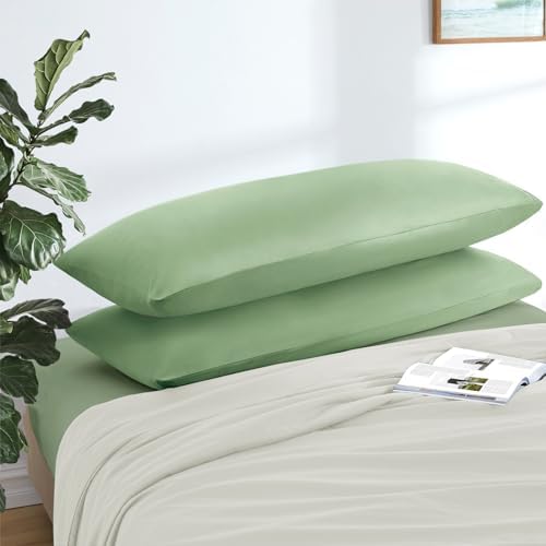 MILVOWOC Brushed Microfiber Body Pillowcases, Sage Green, 20x48 Inch - Image 3