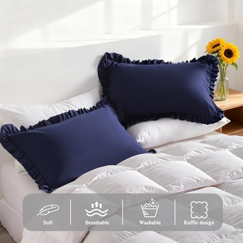 Ruffled King Pillow Shams, 2 Pack, 20x36 Inches - Image 4