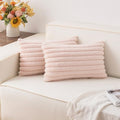 Pack of 2 Faux Fur Christmas Throw Pillow Covers 12x20 Inch, Light Pink by Unknown